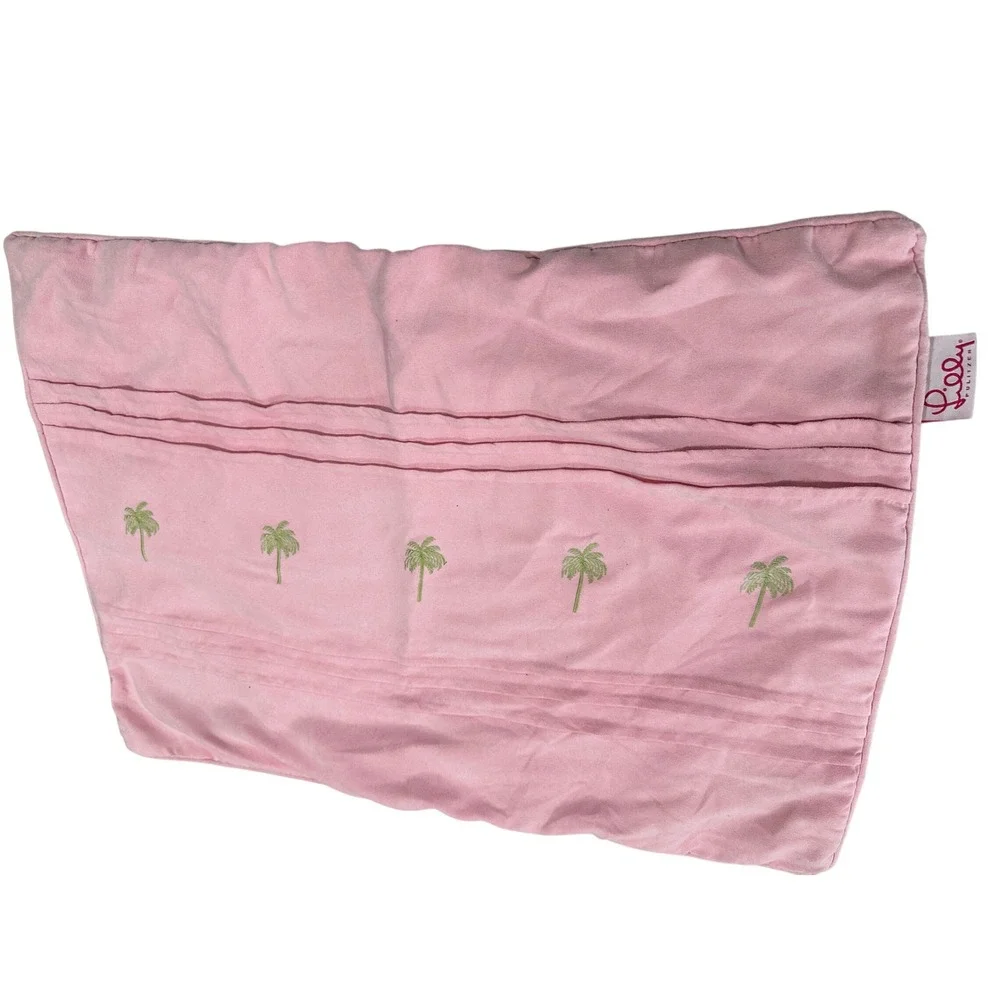 Lilly Pulitzer Pink Faux‎ Suade Palm Tree Standard Pillow Sham Pillow Cover